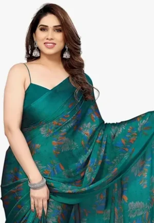 Chiffon Leaf Printed Saree